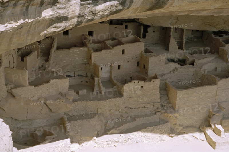 USA, Colorado, Mesa Verde Nat Park, View of the Cliff Palace which is the largest Anasazi cliff dwelling