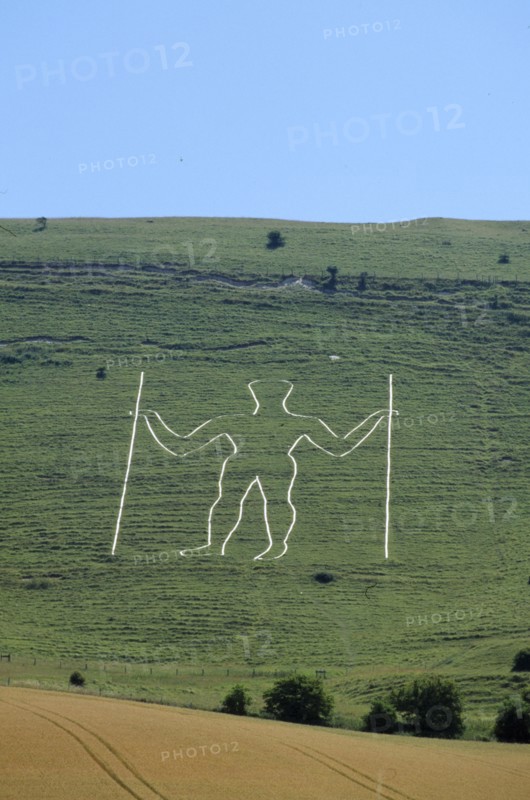 ENGLAND, East Sussex, Wilmington, The Longman figure carved into the hillside