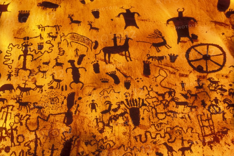 USA, Utah, Moab, Anasazi cave paintings