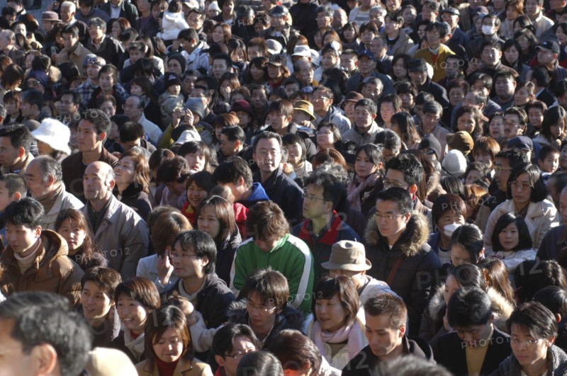 JAPAN, Honshu, Chiba , New Years Holiday worshippers crowd to enter Narita San Temple