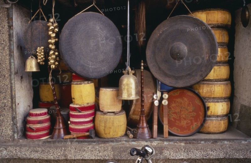VIETNAM, North, Hanoi, Display of various musical instruments.