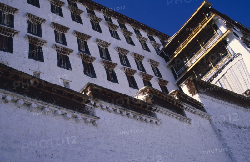 TIBET, Lhasa, "The Potala Palace, former winter residence of the Dalai Lama.  Part view of exterior."
