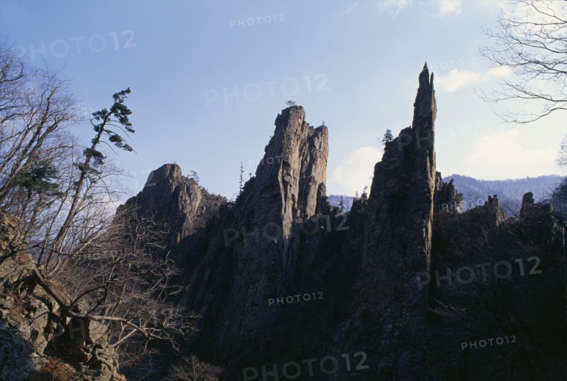 NORTH KOREA, Kangwon Province, Kumgangsan, Jagged mountain peaks which appear on the local banknotes.