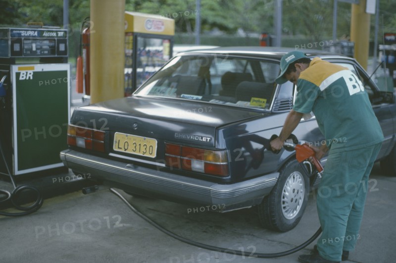 BRAZIL, Transport, Car, Refuelling car at alcohol fuel station.