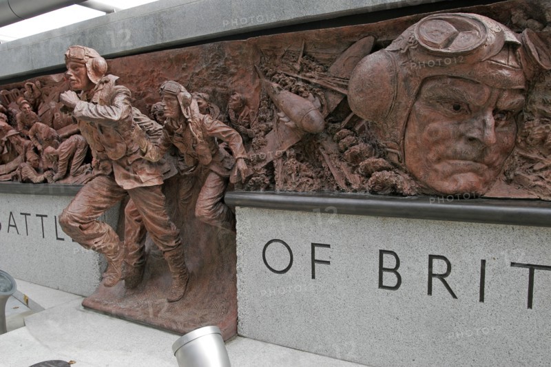 ENGLAND, London, Victoria Embankment. Battle of Britain Memorial bronze momument by Paul Day