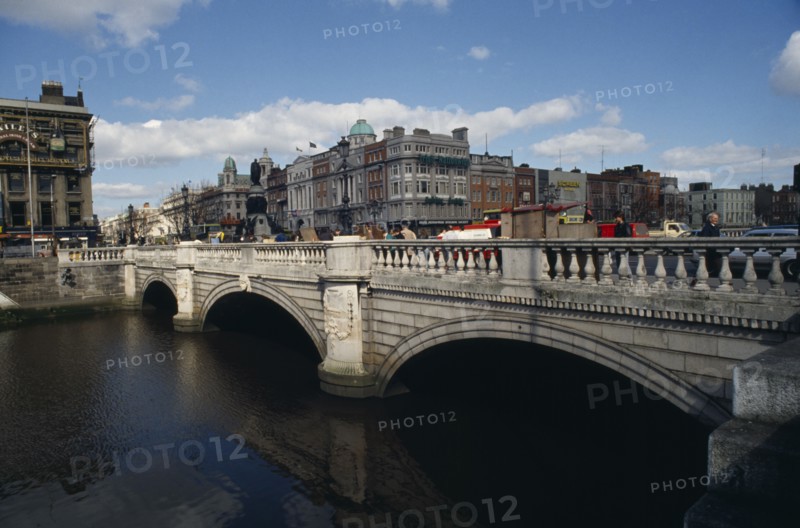 IRELAND, Dublin, O’Connell bridge across the River Liffey.  The original bridge was designed by James Gandon and built 1794-98.