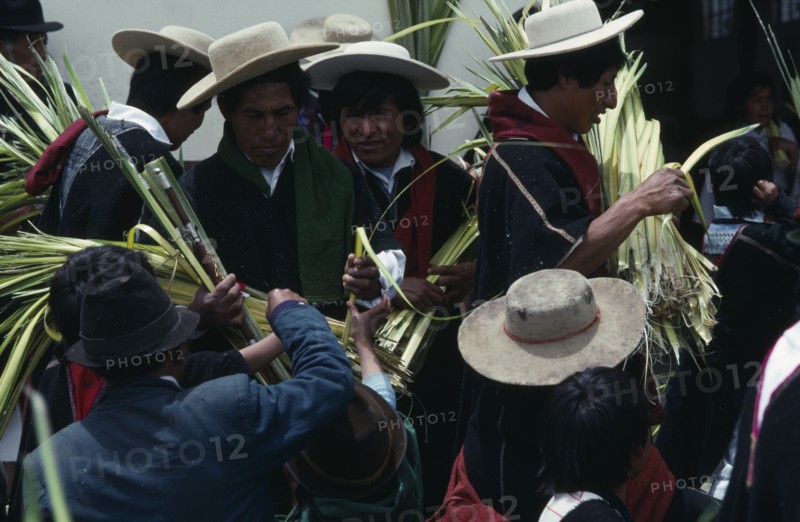 ECUADOR, Tungurahua, Salasaca, Palm Sunday celebrations.