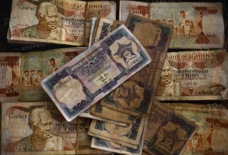 GHANA, Money, "Ghanaian currency, cedi bank notes."