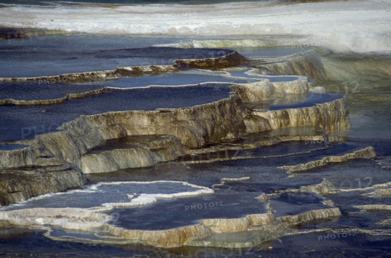 USA, Wyoming, Yellowstone National Park. Limestone terraces at Mammoth Hot Springs.