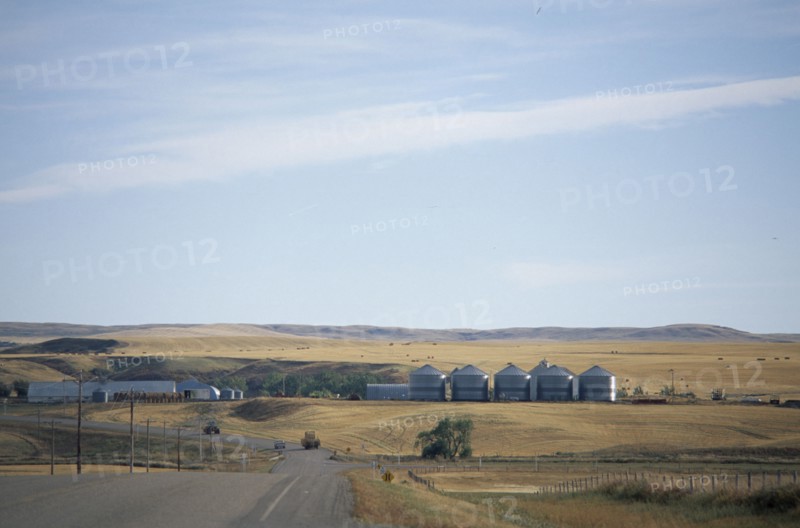 CANADA, Alberta, Hutterite farming colonies near Raymond in Southern Alberta.  Hutterites are a communal branch of Anabaptists forming male dominated rural colonies.