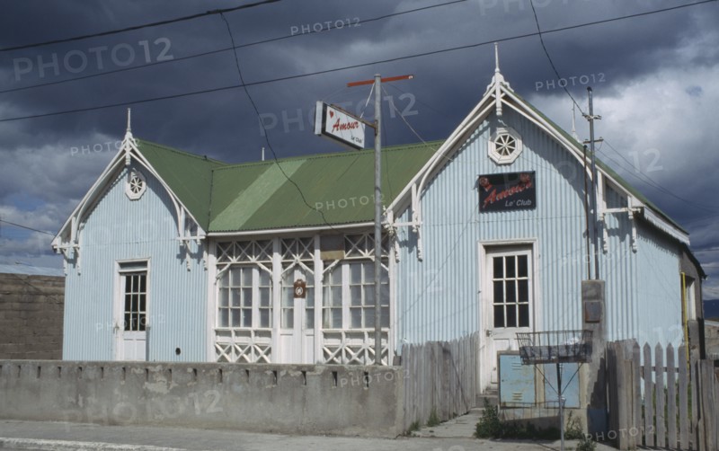 ARGENTINA, Tierra del Fuego, Ushuaia, The Southernmost town in the world on the Beagle Channel. Amour Le Club building