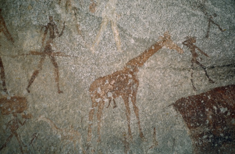 ZIMBABWE, Matopos Hills, Detail of prehistoric cave painting.