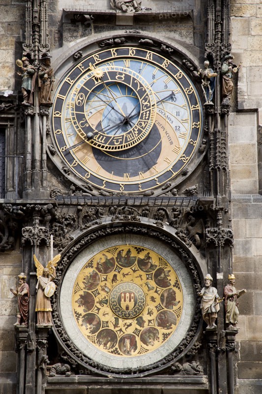 CZECH REPUBLIC, Bohemia, Prague, The Astronomical Clock on The Town Hall in the Old Town Square