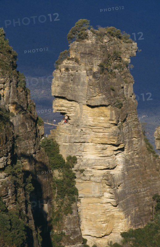 AUSTRALIA, New South Wales, Blue Mountains, "Detail of one of The Three Sisters rock formation, seen from Echo Point"