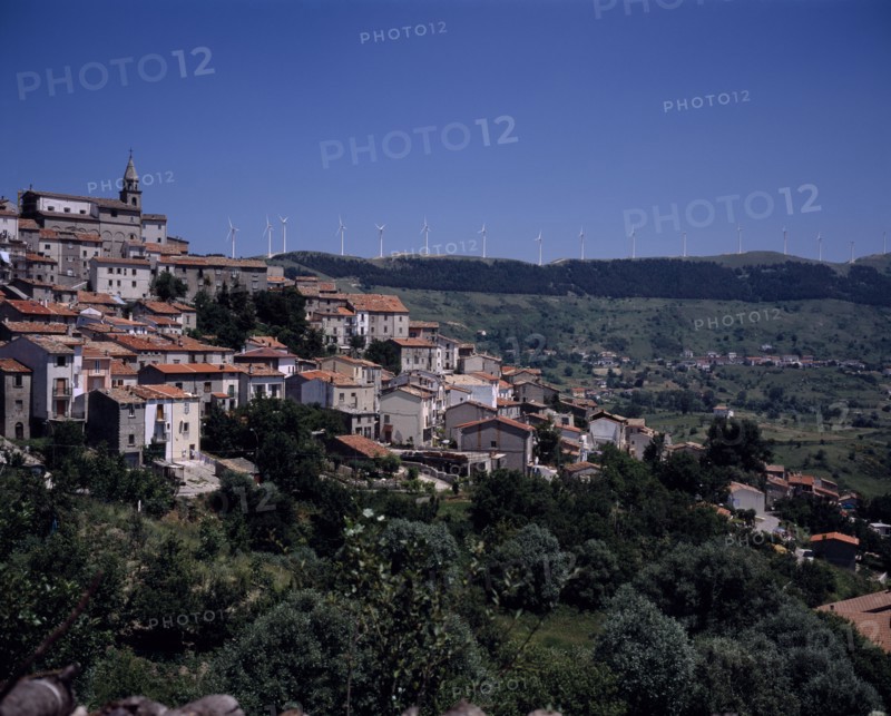 ITALY, Abruzzi, Chieti, Wind generators close to Castiglione Messer Marino.