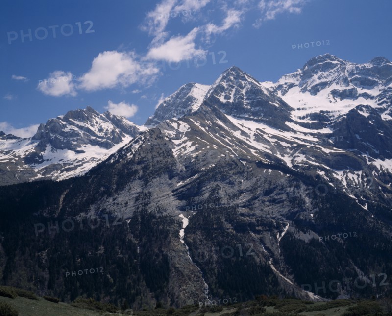 FRANCE, Midi Pyrenees, Haute Pryenees, South East of Cirque Gavarnie. The Marbore mountain is on the border with Spain