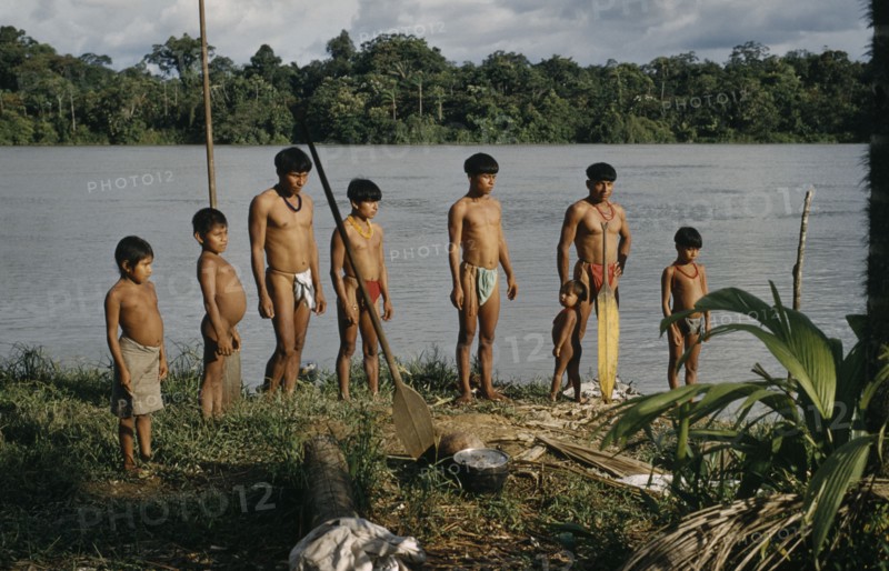 COLOMBIA, Choco Region, Noanama Tribe, "Male members of a family from Saija, another Noanama community, South of the lower rio San Juan"