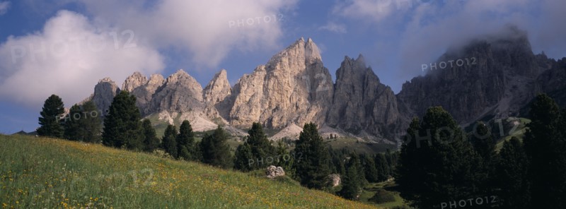 ITALY, Dolomites, Trentino, "Cirspitzen ridge, Gardena Pass, Sella region."
