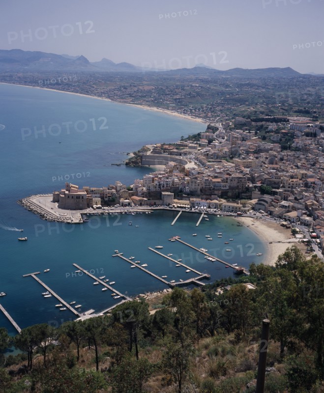 ITALY, Sicily, Trapani, "East view over the town of Castellammare del Golfo, A leading port during Arab Norman era."
