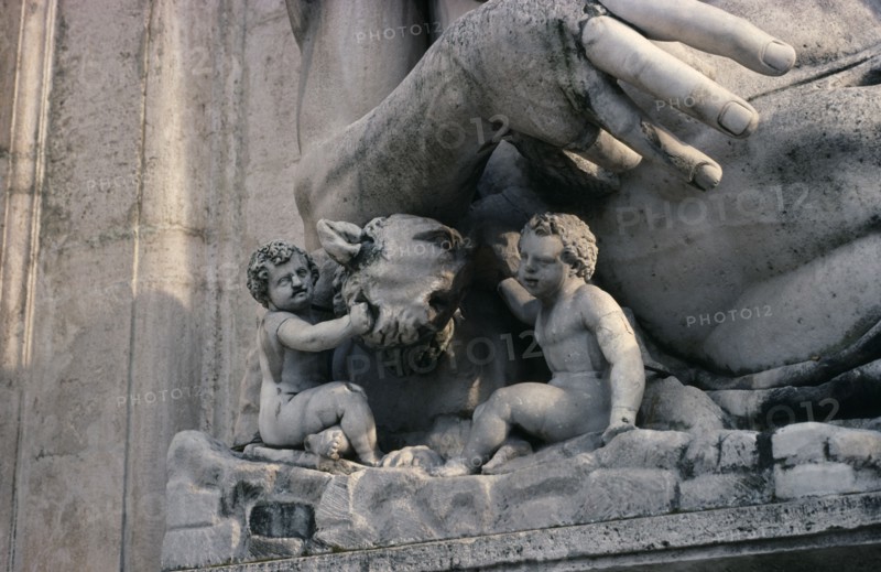 ITALY, Lazio, Rome, Piazza del Campidoglio.  Statue in front of Senator’s Palace.