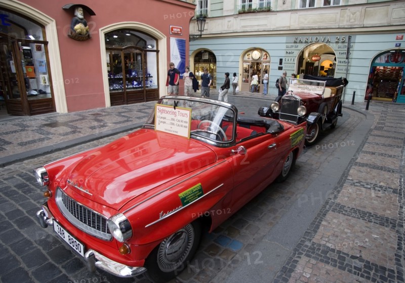 CZECH REPUBLIC, Bohemia, Prague, Old Skodas now used for city tours in the Old Town