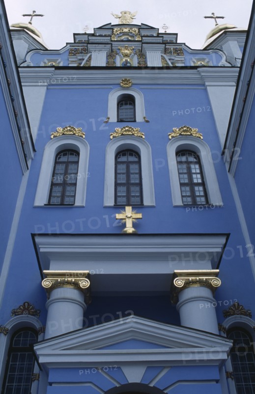 UKRAINE, Kiev, The facade of the newly rebuilt Mikhailovsky cathedral