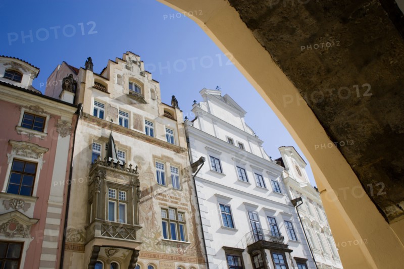 CZECH REPUBLIC, Bohemia, Prague, The Storch house and At The Stone Ram (the name of the house) in the Old Town Sqaure