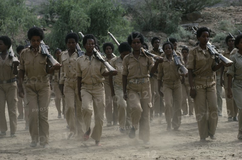 ERITREA, Military, Eritrean People’s Liberation Front female guerilla soldiers training