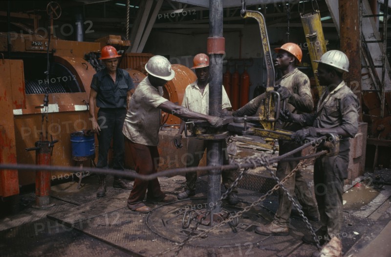 NIGERIA, Rivers State, Workers on oil rig.