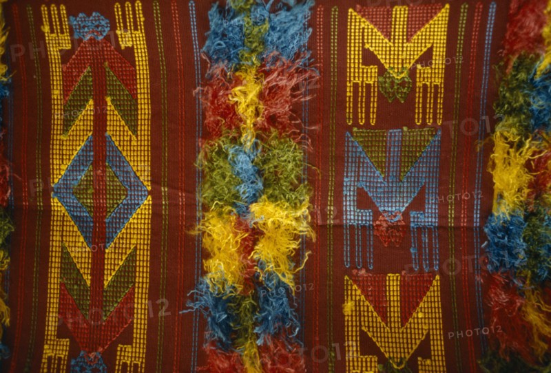 NIGERIA, Itagbe, Detail of woven shoulder lay for Ogboni cult members of the Yoruba.