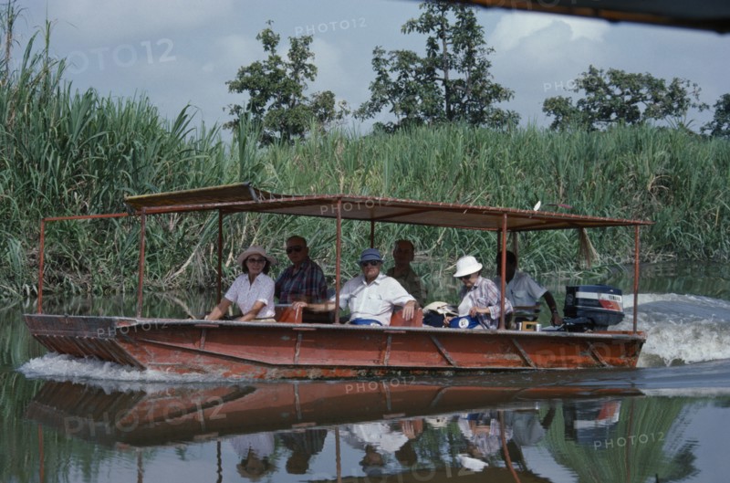 PACIFIC ISLANDS, Melanesia, Papua New Guinea, Sepik. Tourists in river boats