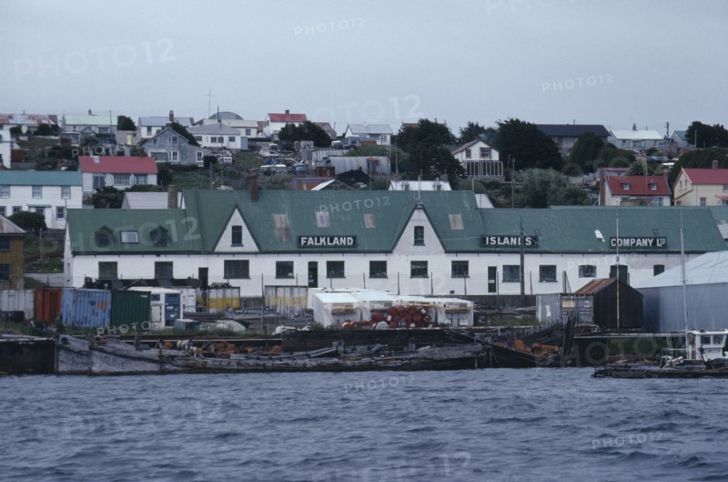 FALKLAND ISLANDS, Stanley, Falkland Islands Company building along the waterfront