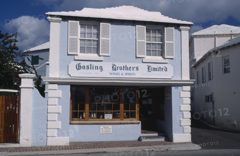 BERMUDA, St George, Gosling Brothers Limited shop exterior. Bermudas oldest business house selling wine and spirits