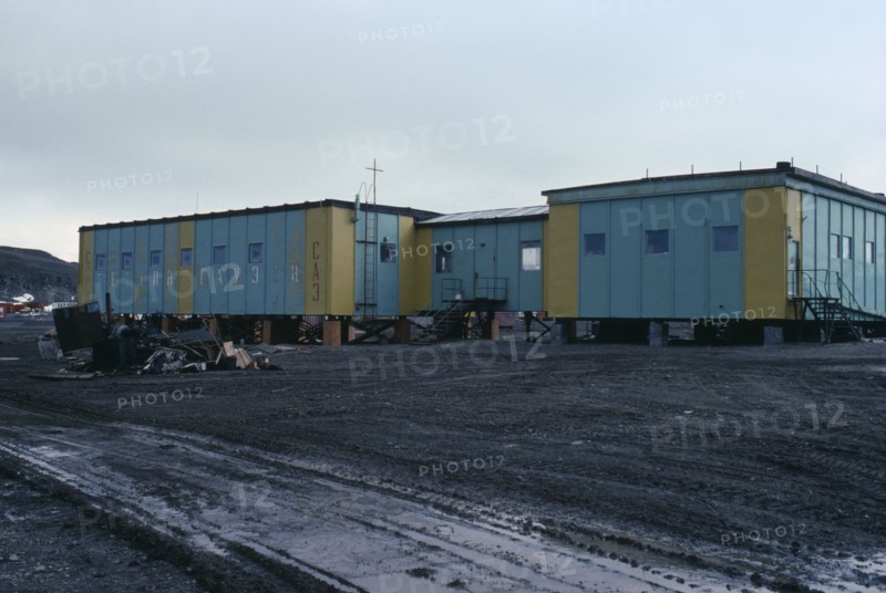 ANTARCTICA, King George Island, Russian Bellingshausen Station buildings