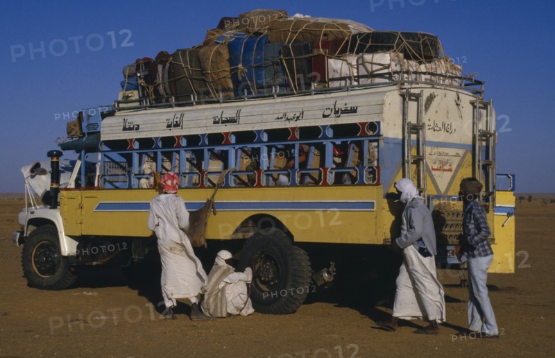 SUDAN, North, Nubian Desert, Local bus service.