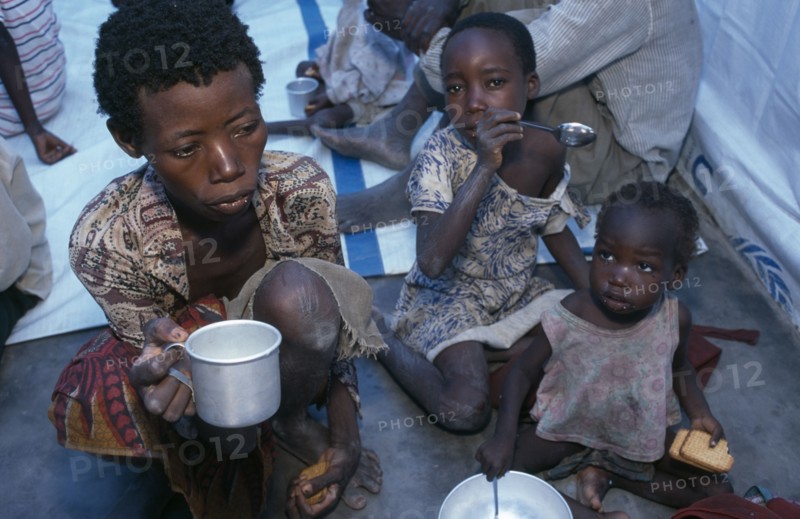 ZAMBIA, Mayukwayukwa Camp, Feeding centre for malnourished children in camp for Angolan refugees.