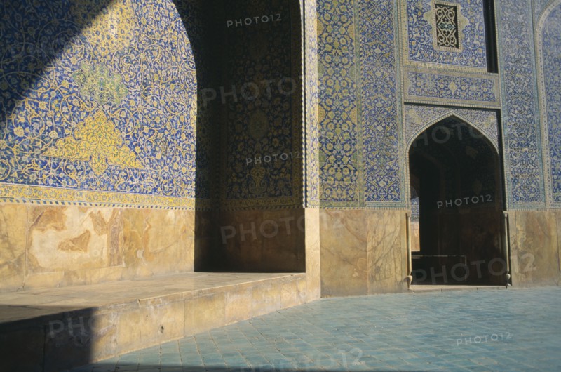 IRAN, Esfahan, Masjed e Emam Shah Mosque inner courtyard