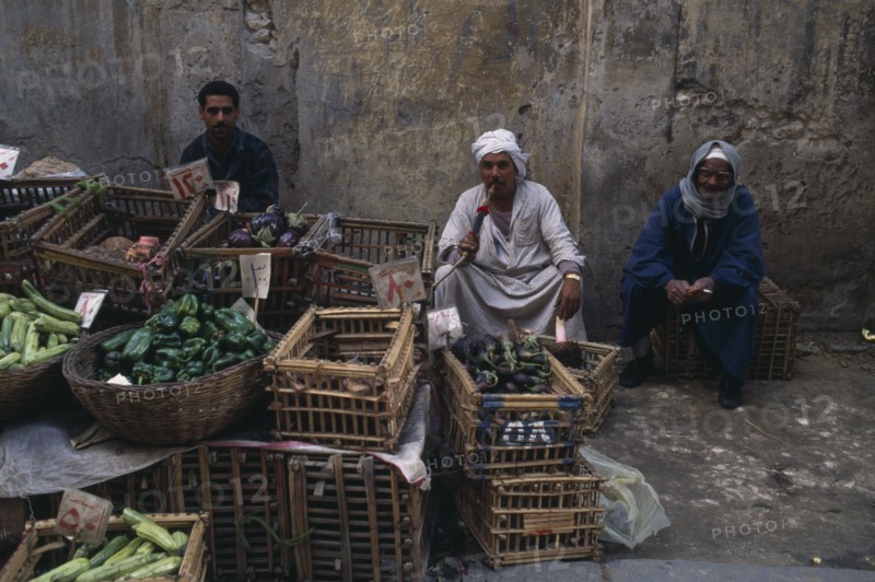 EGYPT, Nile Delta, Alexandria, Vegetable traders in Arab market.