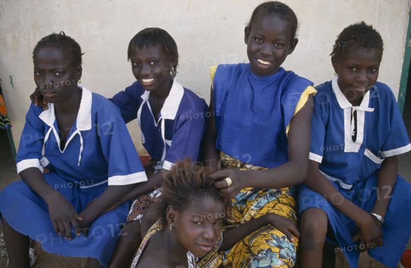 GAMBIA, People, Girls, Group of teenage girls wearing school uniforms