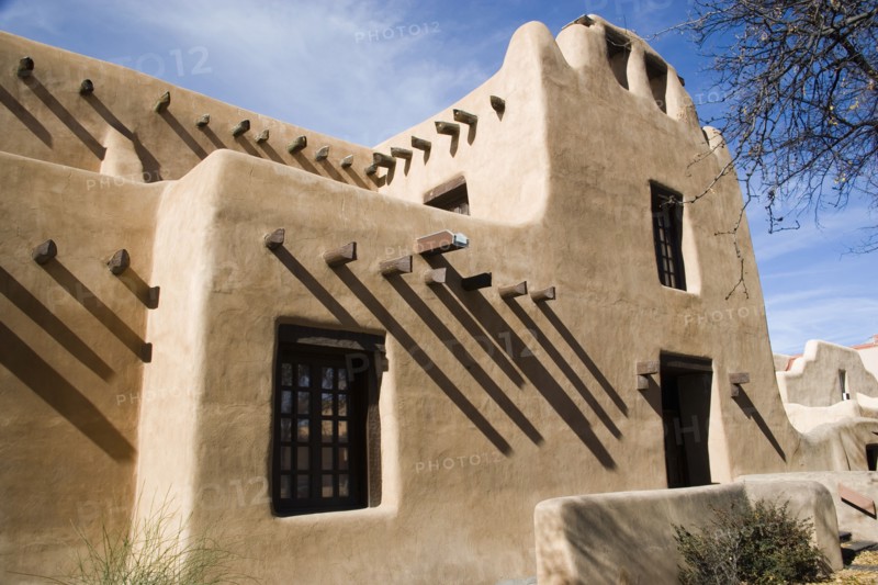 USA, New Mexico, Santa Fe, The Museum of Fine Arts built in 1917 and designed in the Pueblo Revival style by I.H. and William M.Rapp