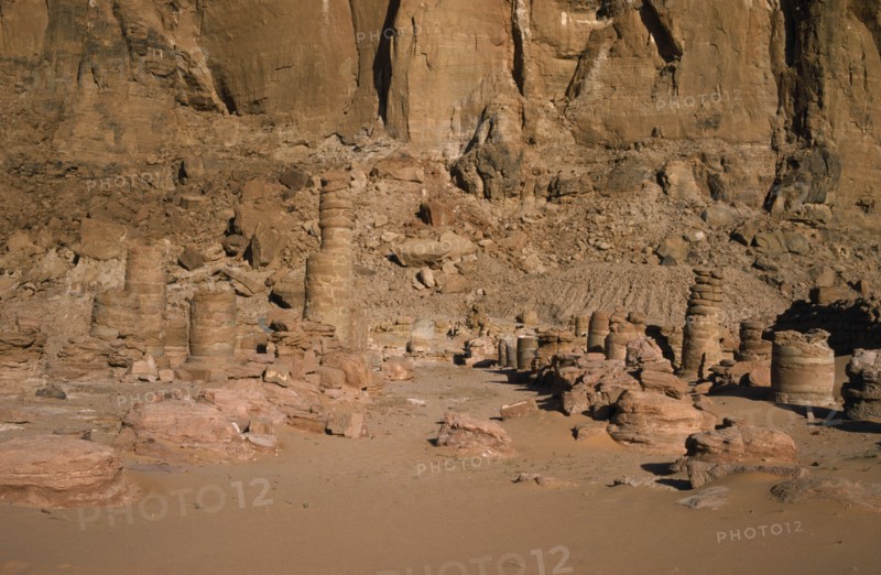 SUDAN, North, Napata, Ruins of Temple of Mut at foot of Gebel Barkal built by the Pharoah Taharqa in the 680s BC.  UNESCO World Heritage site.