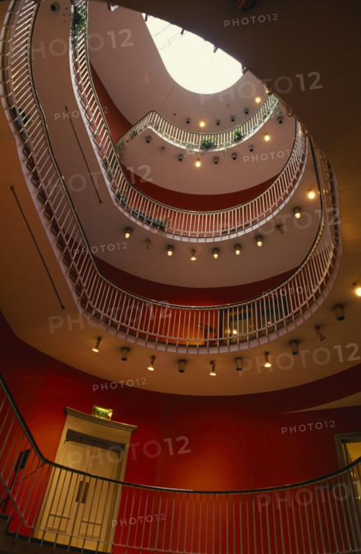 IRELAND, Dublin, "National Gallery interior, spiral staircase and balcony."