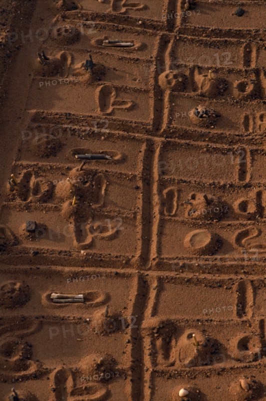 MALI, Sangha, Dogon oracle chart marked out in the sand to predict the future.