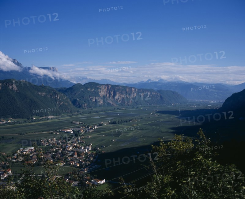 ITALY, Trentino, Valley Adige, "Village of Ora, Auer, North Trento, View from East, looking North West"