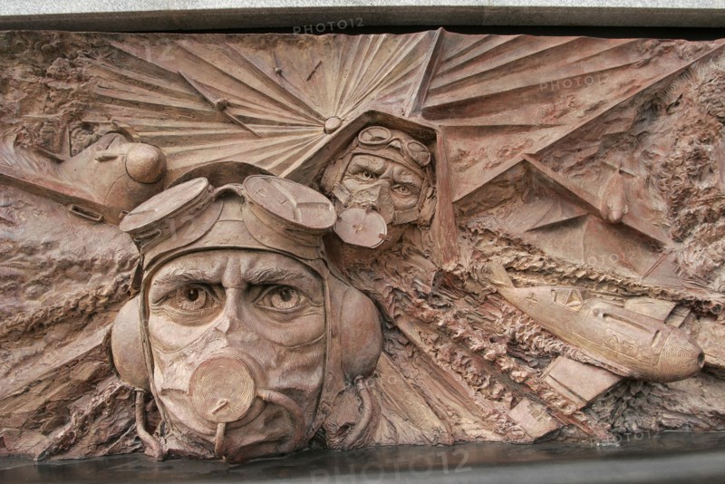 ENGLAND, London, Victoria Embankment. Battle of Britain Memorial bronze momument by Paul Day