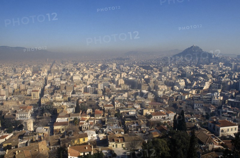 GREECE, Central, Athens, Cityscape and smog.