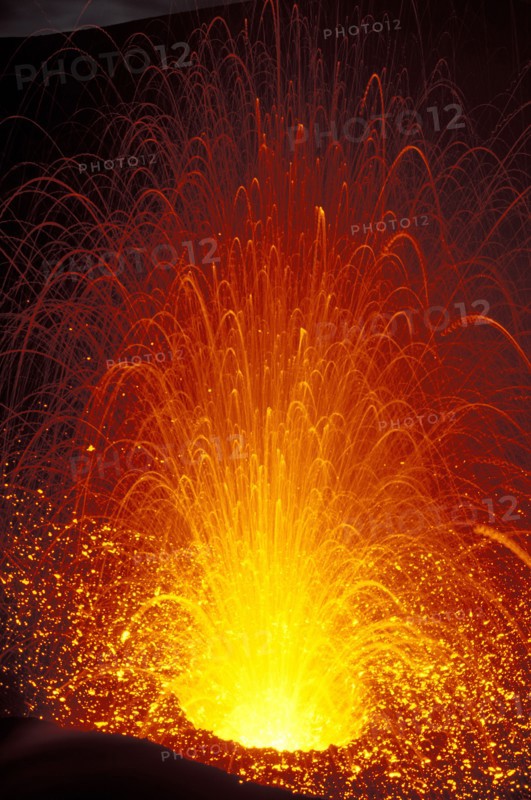 PACIFIC ISLANDS, Melanesia, Vanuatu, "Tanna Island. Yasur Volcano, Eruptions from vents in the crater of Mt Yasur in east Tanna, one of the Pacific's most accessible & active volcanoes."
