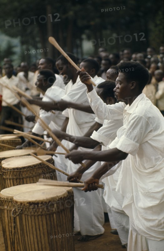 RWANDA, Music, Tutsi drummers or tambourinaires.