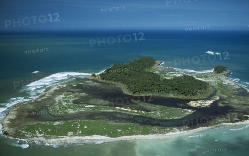 INDONESIA, Tsunami, Aceh Province, Island with brackish water after and destroyed vegetation after December 2004.