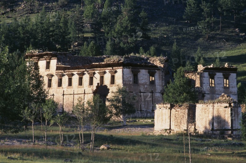 MONGOLIA, Kentii Province, Baldan Baraivan, Ruins of the Yellow Temple in Buddhist monastery complex undergoing restoration since the collapse of communism and restoration of religious freedom.